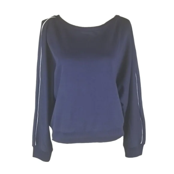 Levi's Navy Blue Crew Sweatshirt White Piping Sleeve, Women's Size L - Picture 4 of 6